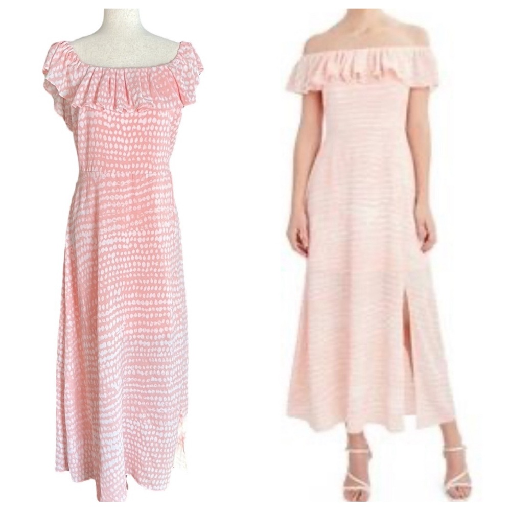BCBG Paris Women's ON/Off the Shoulder Sandy Dot Maxi Dress